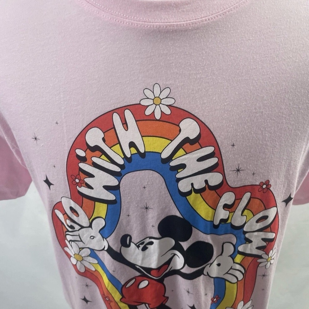 NWT Freeze New York Pink Disney Mickey 'Go With The Flow' Graphic Tee size M - Picture 4 of 6